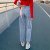 Denim Trousers Korean High Wais Jeans Women y2k Wide Pants Woman Cute Loose Gray Blue Jeans Woman High Waist Cowboy Streetwear