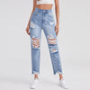 DenimColab 2022 Hole Straight Jeans Pants Women Cotton Cowboy High Waist Ripped Jeans Ladies Casual Office Jeans Trouser