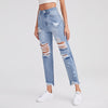 DenimColab 2022 Hole Straight Jeans Pants Women Cotton Cowboy High Waist Ripped Jeans Ladies Casual Office Jeans Trouser
