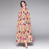Design Floral Printed Big Shirt Dress 2023 Long Sleeve Spring/Autumn Turn-down Collar  Party Maxi Dress French Dress Women