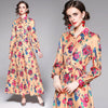 Design Floral Printed Big Shirt Dress 2023 Long Sleeve Spring/Autumn Turn-down Collar  Party Maxi Dress French Dress Women