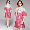 Design Love Floral Printed Summer Dress Drawstring Zipper Ins Casual Women Short Sleeve Pink Patchwork Party Mini Dress