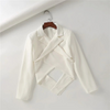 Design Sense Jacket Strap Design Short Small Suit Women's Spring Slim and Thin Solid Color Suit Star with The Same Top