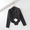 Design Sense Jacket Strap Design Short Small Suit Women's Spring Slim and Thin Solid Color Suit Star with The Same Top