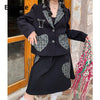 Designer Brand Green Heart Pockets Decoration Single Breasted Blazer and Skirt Two Pieces Set Office Lady Outfits Suits Autumn