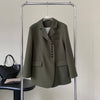 Designer Button Long Sleeve Open Front Women Blazer Green Black Autumn Casual Casual Women's Jacket for Office