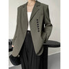Designer Button Long Sleeve Open Front Women Blazer Green Black Autumn Casual Casual Women's Jacket for Office