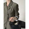 Designer Button Long Sleeve Open Front Women Blazer Green Black Autumn Casual Casual Women's Jacket for Office