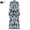 Designer Runway Beach Chic Midi Dresses For Women Autumn Bow Long Sleeve Plus Size Aesthetic Printed Lady Party Dress Vestidos