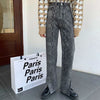 Designer Snake Pattern High Waist Jeans Women vintage Serpentine Trousers Harajuku Gray Straight Split Denim Pants New