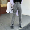 Designer Snake Pattern High Waist Jeans Women vintage Serpentine Trousers Harajuku Gray Straight Split Denim Pants New