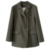 Designer high-end oblique button long-sleeved suit loose casual top women's niche suit jacket autumn