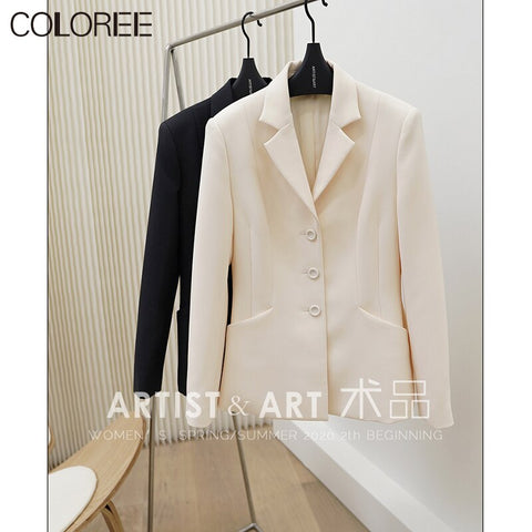 Designers Ladies Elegant Office Blazer Women Spring Autumn Notched Long Sleeve Slim Jacket Women 2022 Casual Coat