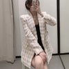 DiYiG WOMAN 2023 Autumn British style women's clothing elegant pink woolen double-breasted suit jacket