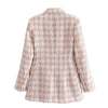 DiYiG WOMAN 2023 Autumn British style women's clothing elegant pink woolen double-breasted suit jacket
