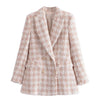 DiYiG WOMAN 2023 Autumn British style women's clothing elegant pink woolen double-breasted suit jacket