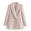 DiYiG WOMAN 2023 Autumn British style women's clothing elegant pink woolen double-breasted suit jacket