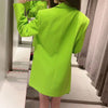 DiYiG WOMAN  2023 Loose Pocket Blazer Retro Casual Belt Lined Lapel Long Sleeve One Button Chic Top Mujer