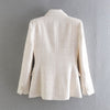DiYiG WOMAN 2023 Spring Textured Double Breasted Blazer Retro Lapel Long Sleeve Pocket Outerwear Ladies Chic Top