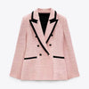 DiYiG WOMAN Fall 2023 women's wear European and American style pink stitching slim fit all-match suit jacket