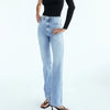 DiYiG WOMAN Spring and Summer women's high waist slimming casual slit straight pants washed jeans
