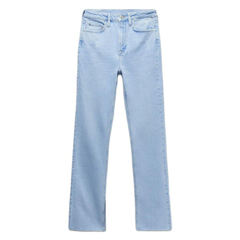 DiYiG WOMAN Spring and Summer women's high waist slimming casual slit straight pants washed jeans