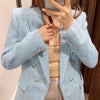 DiYiG Women 2023 Breasted Textured Blazer Retro Casual Flap Pocket Long Sleeve Female Outerwear Chic Top Mujer