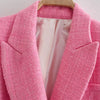 DiYiG Women's 2023 Textured Double Breasted Blazer Retro Lapel Long Sleeve Pocket Female Outerwear Chic Top Mujer
