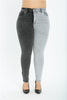 Diaves Women Plus Size Denim Pants Double Colour Black Blue High Waist Skinny Jeans up to 6XL