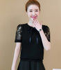 Short sleeve Chiffon Blouse Summer Plus size Lace Tops Patchwork Hollowed out Crochet shirt Casual Women clothing