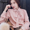 new korean chiffon shirt elegant female beading stitching chiffon blouse casual clothing bow stitching women tops