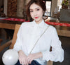 new korean chiffon shirt elegant female beading stitching chiffon blouse casual clothing bow stitching women tops