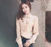 new korean chiffon shirt elegant female beading stitching chiffon blouse casual clothing bow stitching women tops