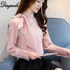 Elegant Office lady shirt 2022 New Bow tie Tops Solid color Chiffon blouse Fashion Women clothing Chiffon shirt Blusa