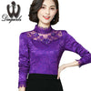 Elegant blusa feminina Women long sleeve Lace blouse Patchwork Crochet shirt Plus size Casual Hollow out Tops