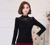 Elegant blusa feminina Women long sleeve Lace blouse Patchwork Crochet shirt Plus size Casual Hollow out Tops