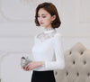 Elegant blusa feminina Women long sleeve Lace blouse Patchwork Crochet shirt Plus size Casual Hollow out Tops