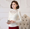 Elegant blusa feminina Women long sleeve Lace blouse Patchwork Crochet shirt Plus size Casual Hollow out Tops