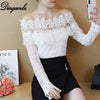 New Sexy lace Tops Plus size Women clothing long sleeved Hollow out blouse Fashion blusa feminina Crochet lace shirt
