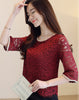 Women clothing Autumn blusas mujer de moda 2022 Fashion Lace blouse shirt Casual Patchwork Hollow out Crochet Tops