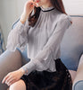 blusa feminina Autumn Office lady blouse Long sleeved Chiffon shirt Ruffles Women Tops Profession Chiffon blouse