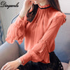 blusa feminina Autumn Office lady blouse Long sleeved Chiffon shirt Ruffles Women Tops Profession Chiffon blouse
