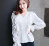chiffon blouse korean 2022 new fashion long sleeve chiffon shirt ruffles stitching long sleeve women tops