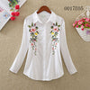 2022 Autumn Women Tops Casual White Blouse Flower Embroidery Female Turn Down Collar Long Sleeve Fashion Shirt Women