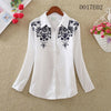 2022 Autumn Women Tops Casual White Blouse Flower Embroidery Female Turn Down Collar Long Sleeve Fashion Shirt Women