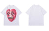 Distressed T-Shirt Streetwear Hip Hop Funny Heart Ghost Print Punk Rock Gothic Tee Shirts 2023 Men Harajuku Cotton Loose Tshirt