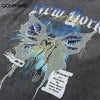 Distressed T Shirts Streetwear Men Hip Hop Butterfly Skull Skeleton Print Punk Gothic Rock Tshirt Harajuku Casual Cotton T-Shirt