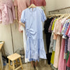 Dongdaemun Women's Clothing 2022 Spring and Summer   All-Match Sweet Side Drawstring Long Korean Style Loose Dress