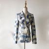 Doodle jacquard blazer double breasted blazer female long sleeve casual personality metal buttons outwear wq1899 dropship