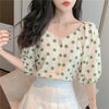 Dot Print Womens Tops And Blouses Summer Yellow Green Blusas Casual Loose Shirt Bohemia 2023 Chemisier Femme Button Blouse Mujer